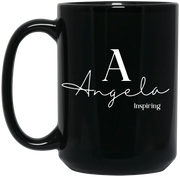 Name, Initial & Saying Personalization 15oz Black mug