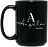 Name, Initial & Saying Personalization 15oz Black mug